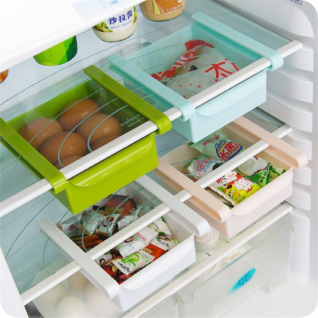 Online discount shop Australia - Economic Refrigerator storage box fresh spacer layer multi-purpose storage rack creative kitchen supplies twitch type glove box