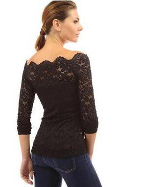 Women Blouses Off Shoulder Lace Crochet Shirts Long Sleeve Casual Tops Blouse Plus Size HM2526