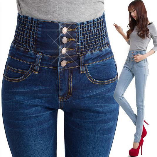 Online discount shop Australia - AQ225 New Fashion Warm Velvet High Waist Jeans Women Thick Skinny Pencil Denim Trousers Slim Plus Size Pencil Pants