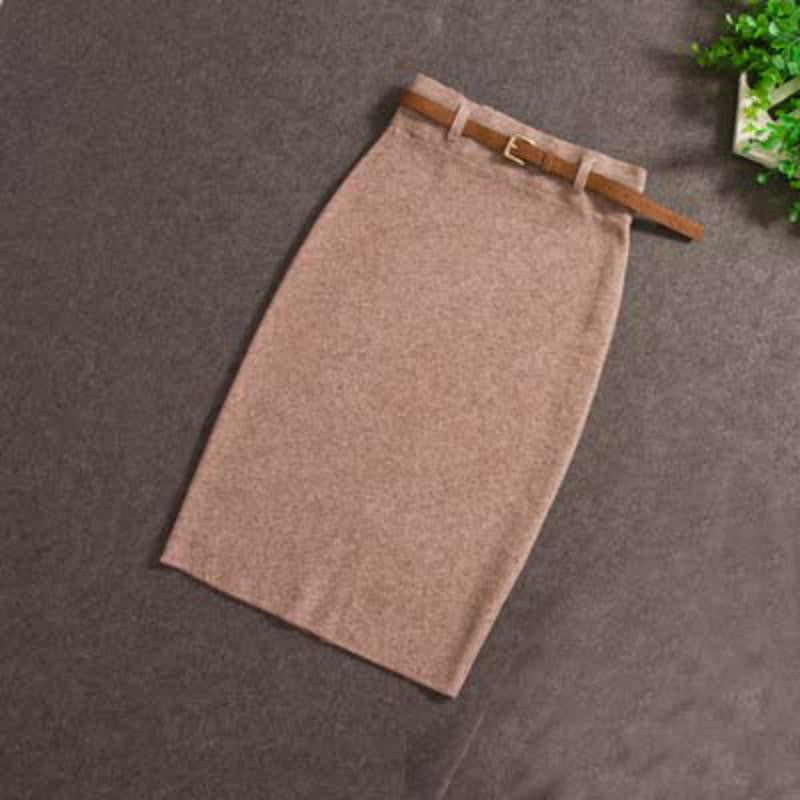 Skirts Casual Women High Waist Knee-length Knitted Elegant slim Long Pencil Skirts 850J 25