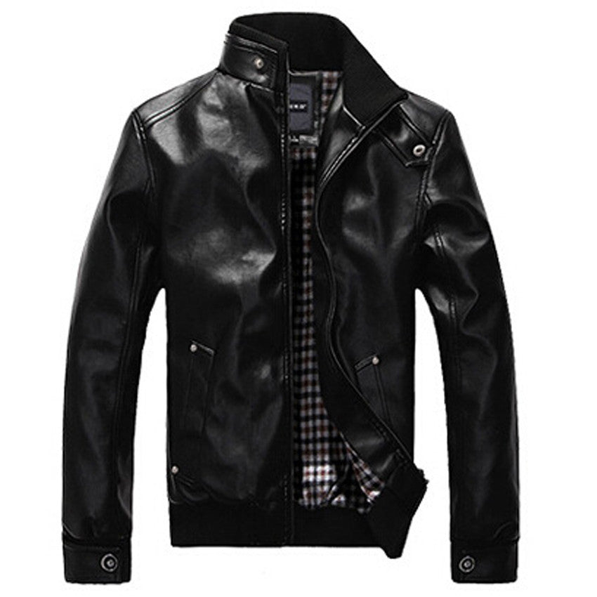 Online discount shop Australia - Man Leather clothing Fashion Pu Clothing Stand Collar With Plush Men Jacket Thicken Coat Tops 45hfx