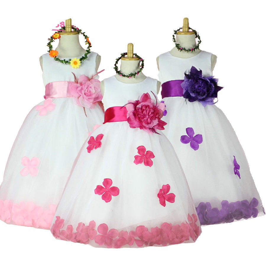 Online discount shop Australia - Girls Bridesmaid Dress Rose Petal Hem Cute Princess Tutu Dress Girls Clothing Sets Wedding Birthday