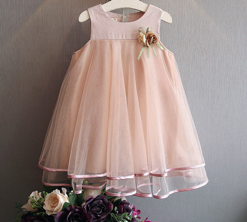 Online discount shop Australia - Girls Dress Brand Princess Dress Sleeveless Appliques Floral Design for Girls Clothes Party Dress 3-7Y