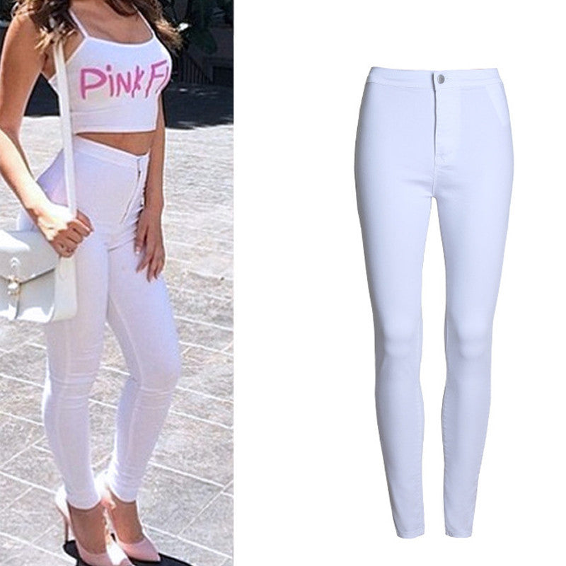 Online discount shop Australia - Fashion Slim Jeans Women Femme Female White Jeans With High Waist Tight Jeans Women's Candy Color New Pants Women Trousers