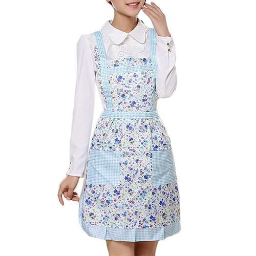 Women's Bib Comfy Cooking Chef Floral Pocket Kitchen Restaurant Princess Apron 7M7I