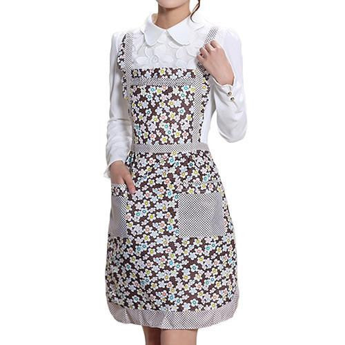 Women's Bib Comfy Cooking Chef Floral Pocket Kitchen Restaurant Princess Apron 7M7I