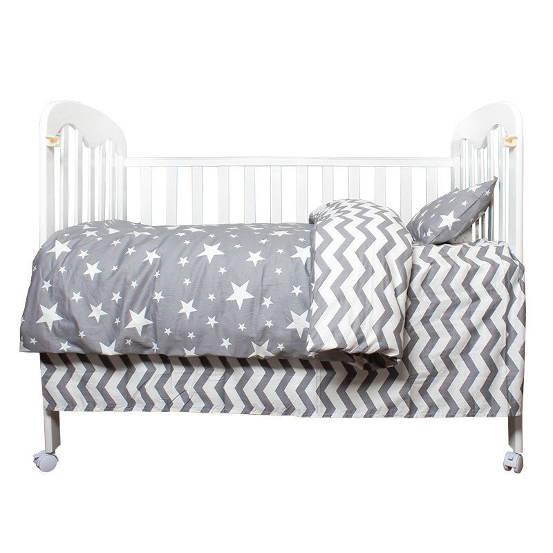 Online discount shop Australia - 3 Pcs Cotton Crib Bed Linen Kit Cartoon Baby Bedding Set Includes Pillowcase Bed Sheet Duvet Cover Without Filler