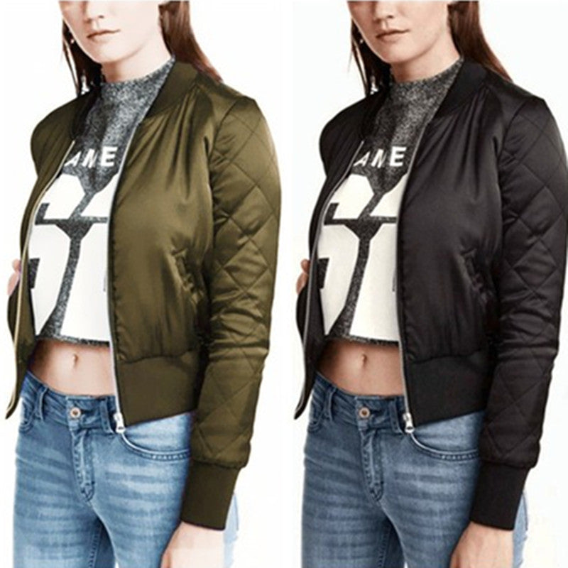 Online discount shop Australia - Fashion Brand Warm Women Zip Up Quilted Coat Jacket Short Slim Padded Bomber Fleece Pocket Outerwear S--2XL