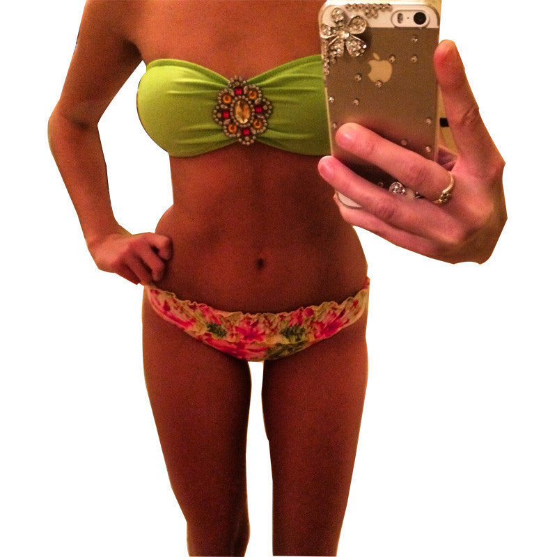 Online discount shop Australia - More Than 20 Designs High Quality Women Printing Bikini Set Swimwear Push Up Crystal Diamond Bikinis Monokini Swimsuit