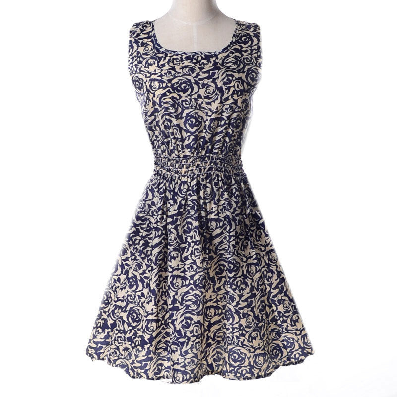 Women casual Bohemian floral flower sleeveless vest printed beach chiffon top dress S092 - CelebritystyleFashion.com.au online clothing shop australia