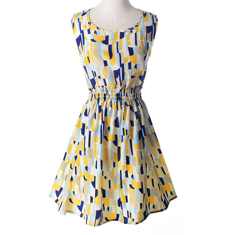 Women casual Bohemian floral flower sleeveless vest printed beach chiffon top dress S092 - CelebritystyleFashion.com.au online clothing shop australia