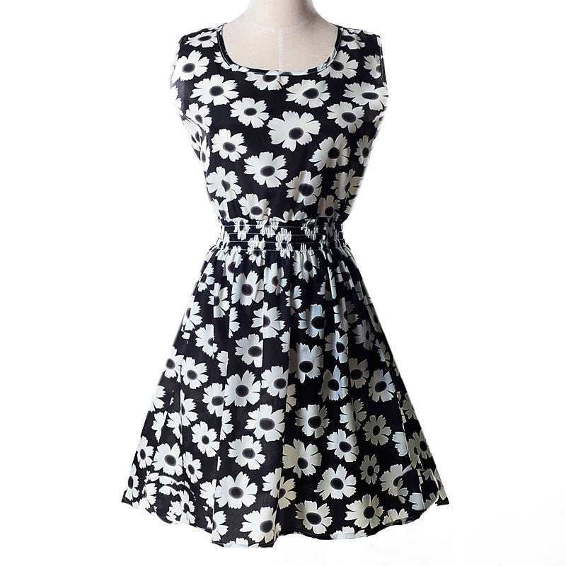 Women casual Bohemian floral flower sleeveless vest printed beach chiffon top dress S092 - CelebritystyleFashion.com.au online clothing shop australia