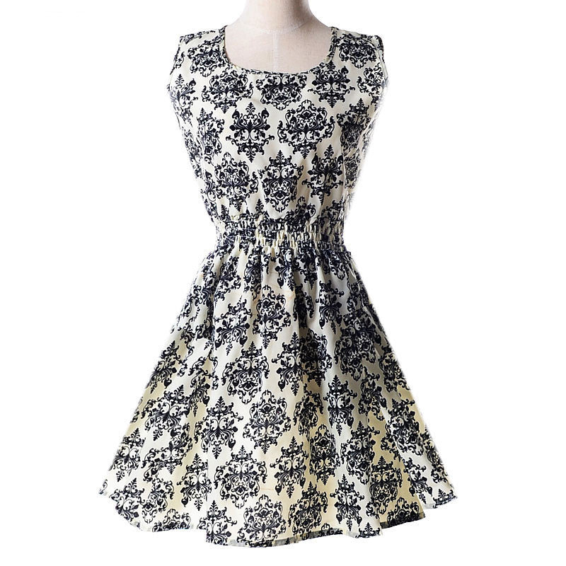 Women casual Bohemian floral flower sleeveless vest printed beach chiffon top dress S092 - CelebritystyleFashion.com.au online clothing shop australia