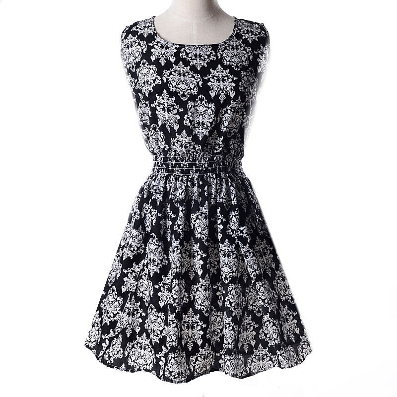 Women casual Bohemian floral flower sleeveless vest printed beach chiffon top dress S092 - CelebritystyleFashion.com.au online clothing shop australia