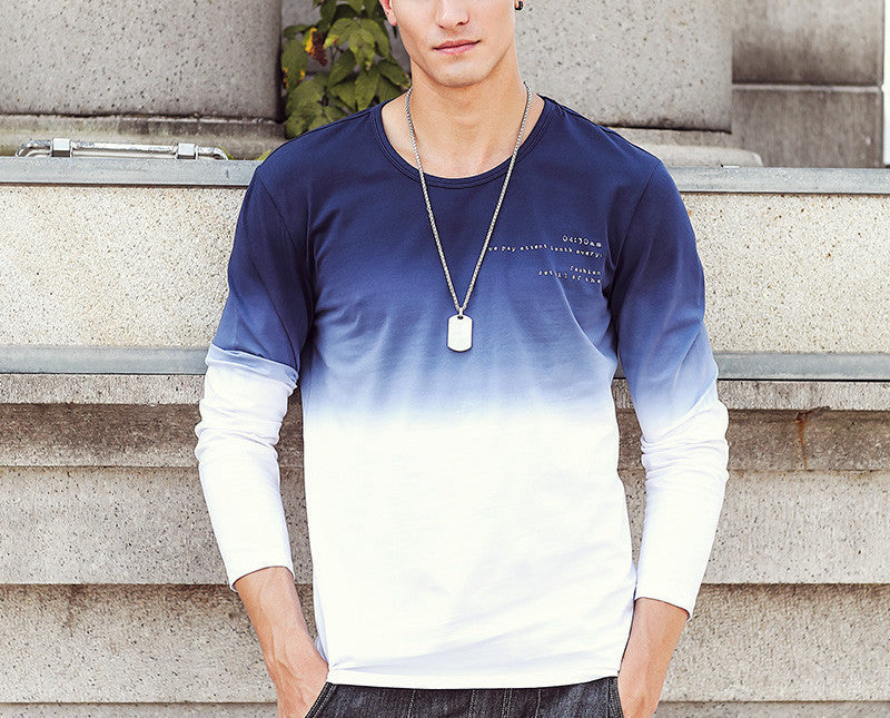 Pioneer Camp Arrive Mens T Shirts Fashion O-Neck casual Long Sleeve T-Shirt Gradient band Clothing T Shirt Homme 611907