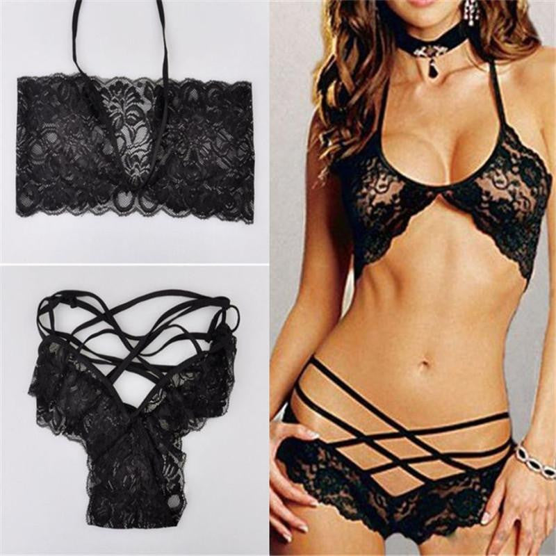 Women Bra Set Underwear and Women Lace Bra Transparent Temptation Ultra-thin Push Up Bra Set