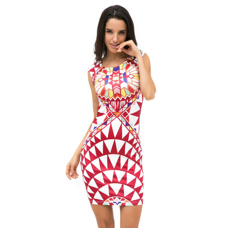 Cakes Summer None Print Sleeveless Sheath O-Neck Natural Knee-Length Dress Sexy Casual2249 - CelebritystyleFashion.com.au online clothing shop australia