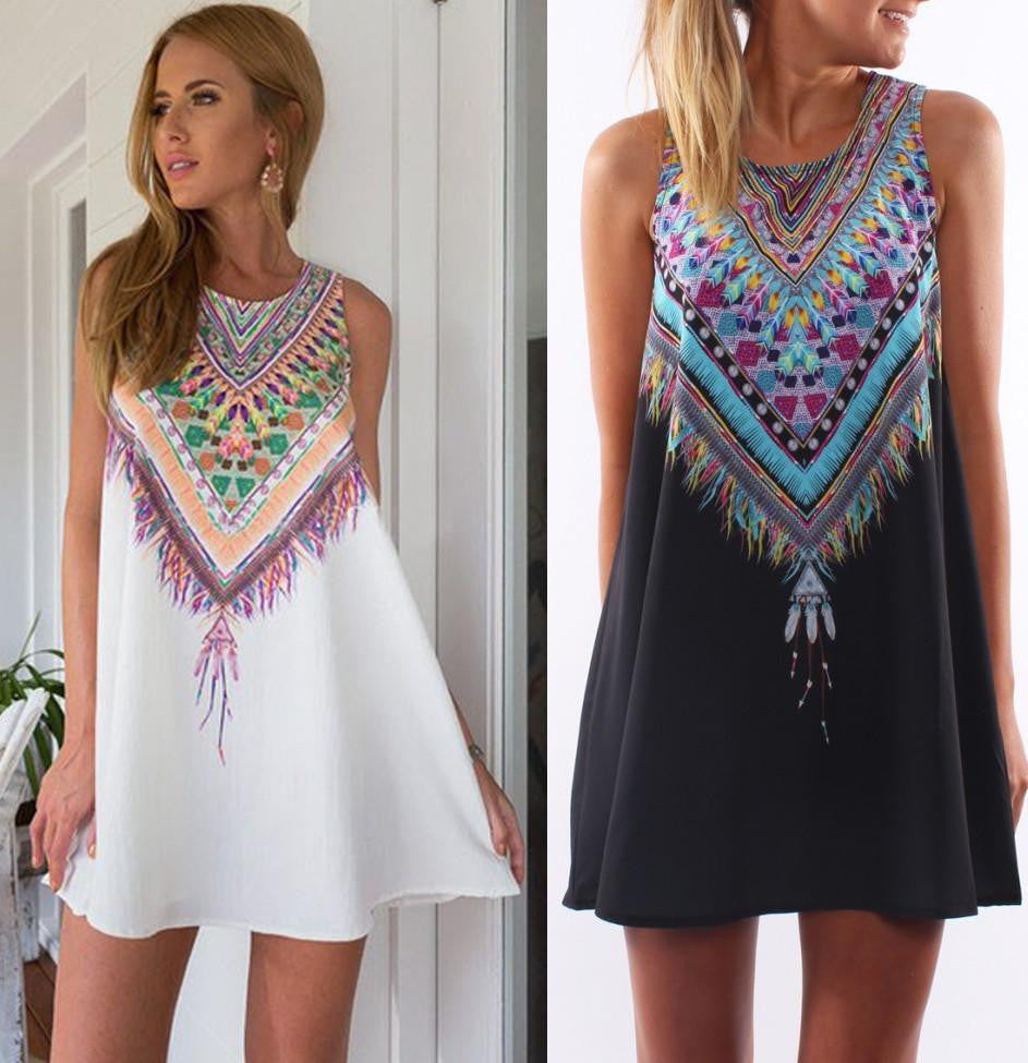 Women Summer Casual boho Maxi Party Evening Mini Dress Beach Floral dress sleeveless dresses casual