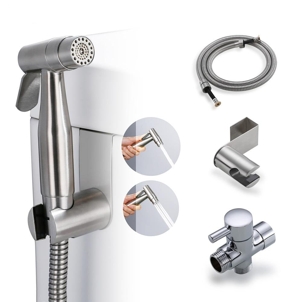 Double function switch toilet bidet faucet bathroom hand bidet sprayer set kit pressurize flush spray gun tank hook & wall mount