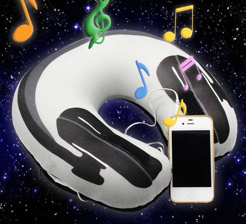 Online discount shop Australia - Musical Pillow Sleeping Pillow Headphone Print Simple Travel Pillow U shaped Neck Speaker Foam Rest Airplane Pillow