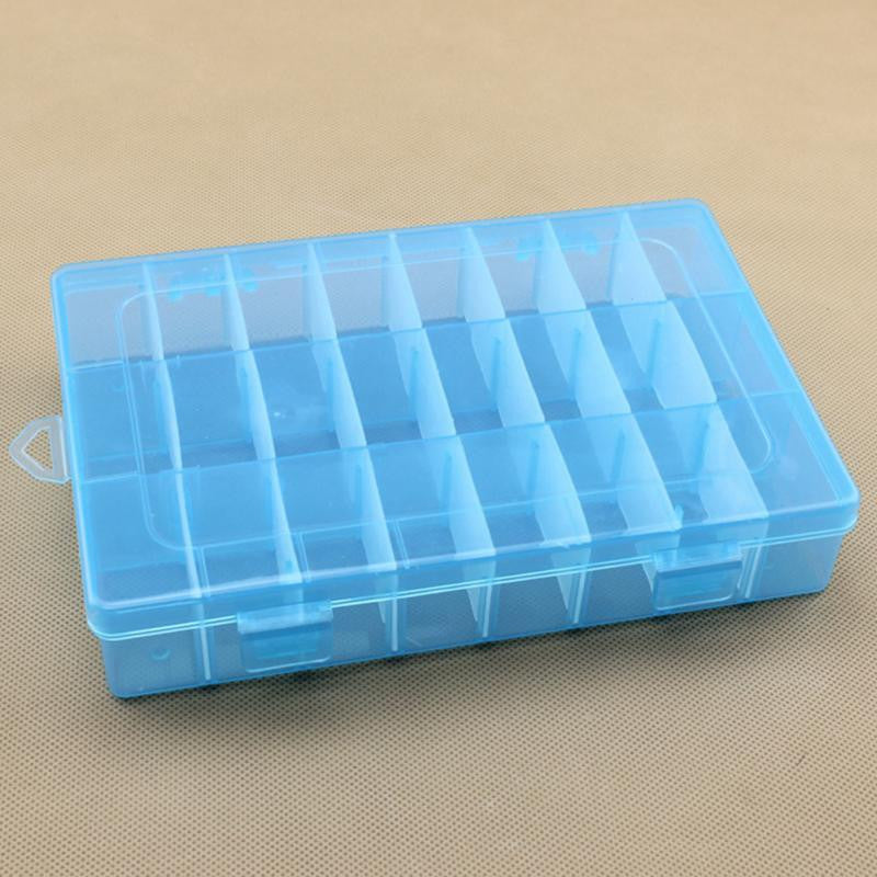 Practical Adjustable Plastic 24 Compartment Storage Box Case Bead Rings Jewelry Display Organizer