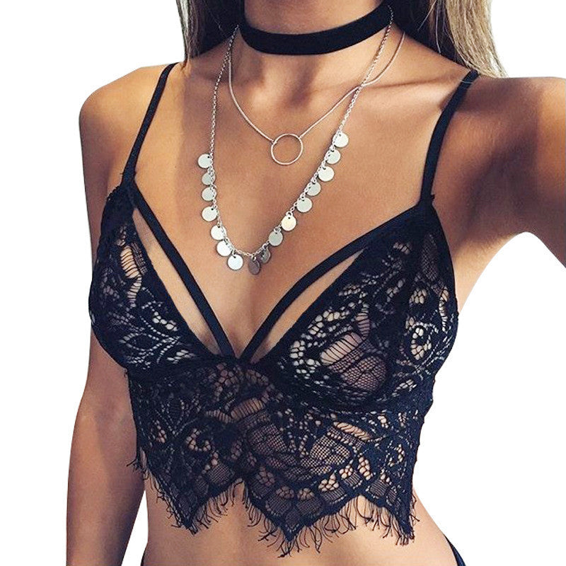 Online discount shop Australia - Bustier Crop Top  Sexy Camisoles White / Black Bralette Bras Women Brandy Melville Short Lace Beach Tank Crop Tops