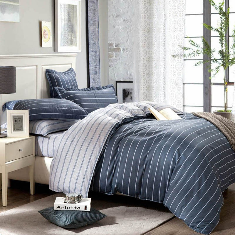 Online discount shop Australia - bedding sets 4pcs stripe duvet quilt cover for king queen full twin size bedclothes 100%cotton cartoon bed linen kids bedsheet