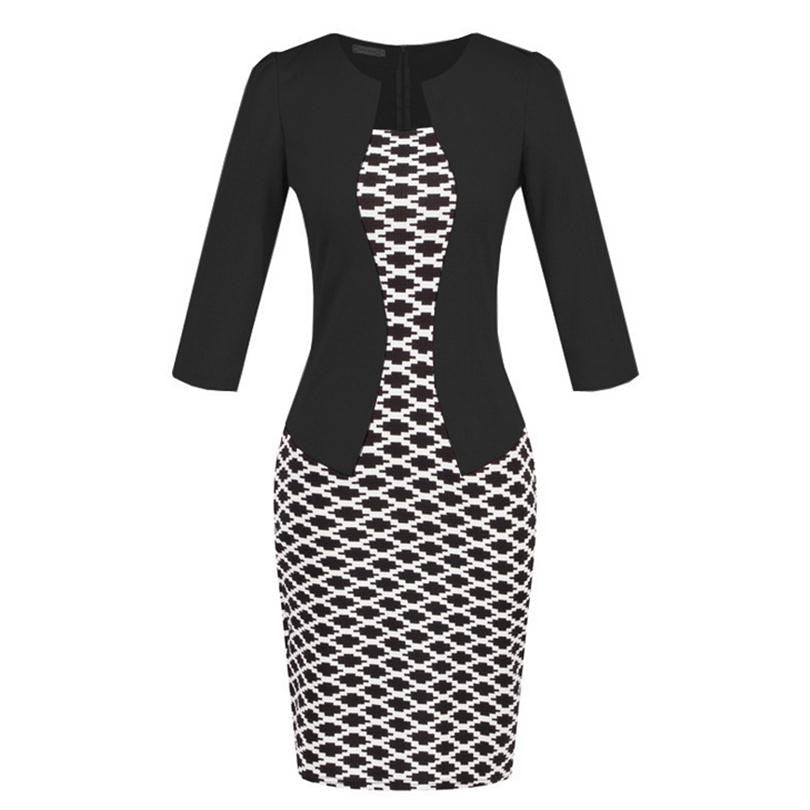Online discount shop Australia - Autumn dress women bodycon dress fall office dresses for women clothes vetement femme vestidos flores ropa oficina vestido S122