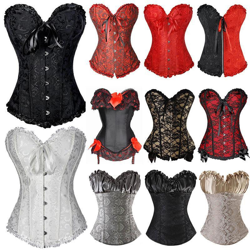 X Women steampunk clothing gothic Plus Size Corsets Lace Up boned Bustier Waist Cincher Body shaper corselet S-6XL