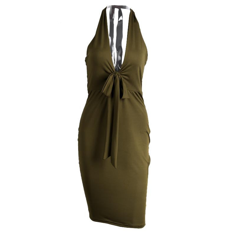 Online discount shop Australia - Halter deep v neck evening club dress Women backless short sexy dress Summer style party bodycon dress vestidos