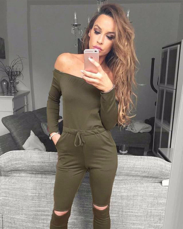 Online discount shop Australia - 6 Color New Rompers Womens Jumpsuit Sexy Off Shoulder Long Sleeve Elegant Bodycon Bodysuit Bandage Jumpsuits