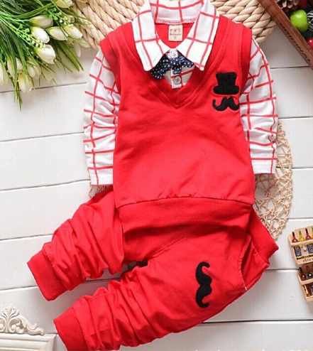 Fashion Baby Boy Clothing Set Blouse+Pant Tracksuit set Kids ClothesChildren Boy Gentleman suit sport suit set