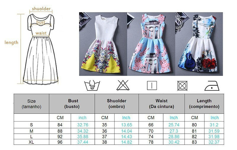 Fashion Bottoming Dress Summer Style Women Dress Vintage Printing Sexy Party Dresses vestidos Leisure Plus Size Summer Dress-Dollar Bargains Online Shopping Australia