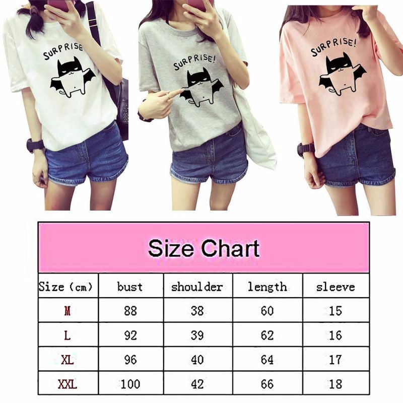 Women's Summer T-Shirt Lovely Bat Printed Short Sleeve Tops-Dollar Bargains Online Shopping Australia