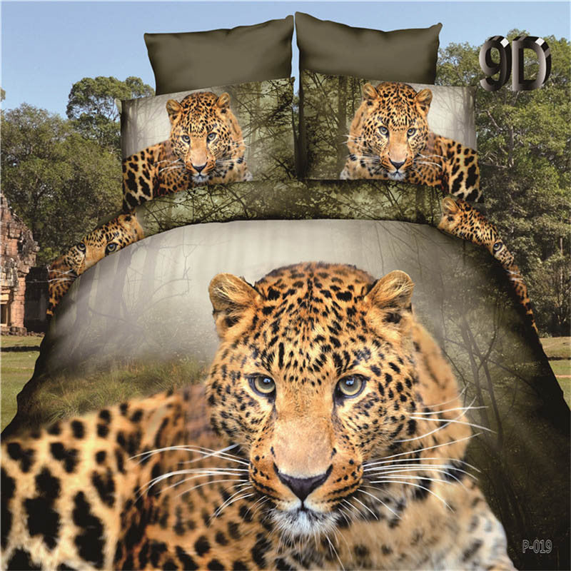 LUXURY 100%cotton 3D animal leopard rose tiger wolf lion bedding bed sheet set bedclothes duvet cover set bedding set-Dollar Bargains Online Shopping Australia