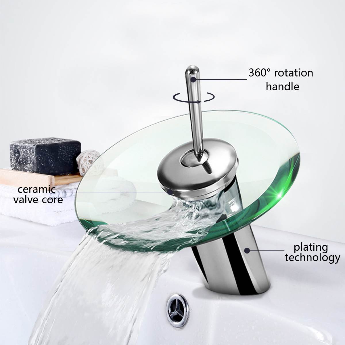 Bathroom Basin Mixer Tap Waterfall Faucet Sink Vessel Chrome Polished Finish Glass Excellent Quality-Dollar Bargains Online Shopping Australia