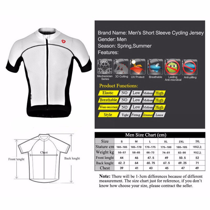Santic Cycling Jersey Short Sleeve Jersey Black White Mens Bicycle Summer Breathable Dry Men's Cycling Sport Jersey Long MC02072-Dollar Bargains Online Shopping Australia