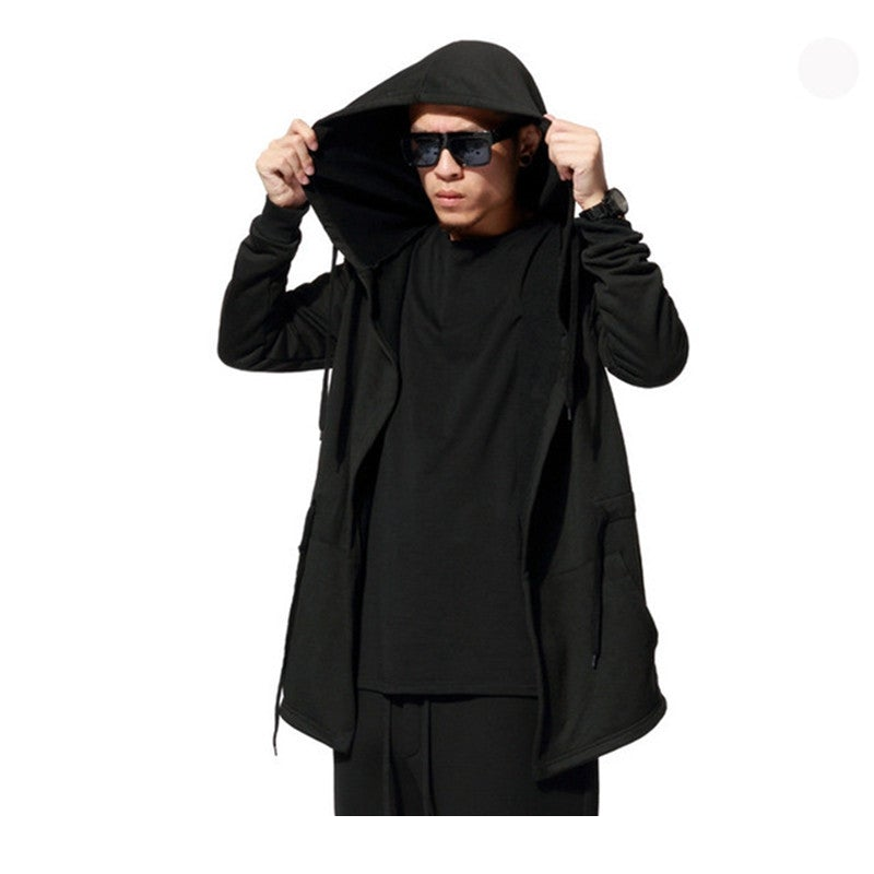 Black Cloak Hooded Male Streetwear Hip Hop Long Hoodies Clothing Men Outerwear Cool Man-Dollar Bargains Online Shopping Australia