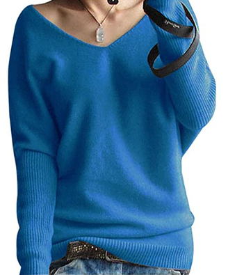 autumn winter cashmere sweaters women fashion v-neck sweater loose 100% wool sweater batwing sleeve plus size pullover-Dollar Bargains Online Shopping Australia
