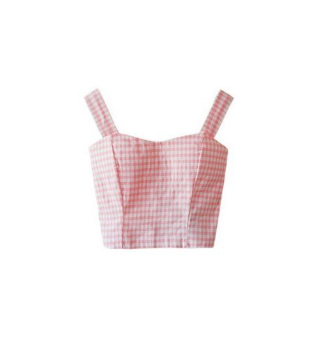 Cute Crop Top Women Plaid Floral Cropped Feminino Tank Top White Cami Short Tops Vest Summer Dill Top Cropped Women Mothers Cami-Dollar Bargains Online Shopping Australia
