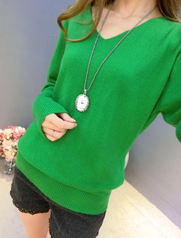 autumn winter cashmere sweaters women fashion v-neck sweater loose 100% wool sweater batwing sleeve plus size pullover-Dollar Bargains Online Shopping Australia