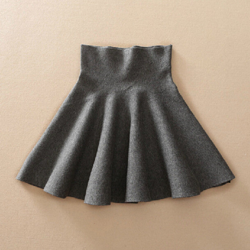 Spring Autumn High Waist Knitted Skirts Women Pleated mini Skirt Casual Elastic Flared Skirt Female midi Short Skirt Woman-Dollar Bargains Online Shopping Australia