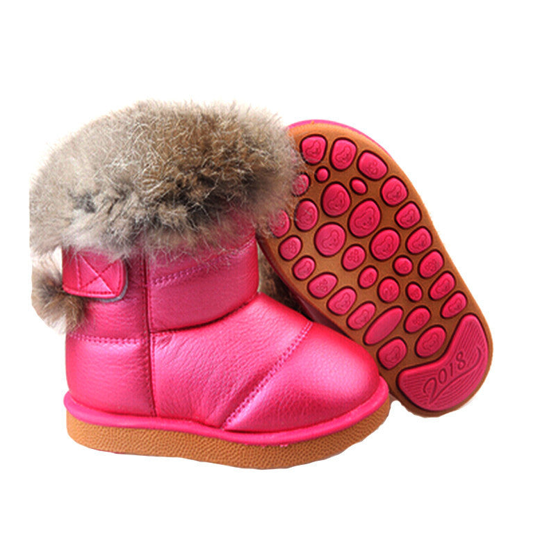 Children's NEW Real Rabbit Fur Ankle Snow Boots EU21-30 Kids Shoes Girls Boots Warm Plush Waterproof Winter Soft-Dollar Bargains Online Shopping Australia