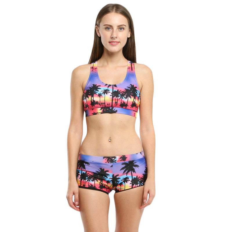 Sexy Bikinis Set Swimwear Women Swimsuits biquini Printing Shorts Straight Beachwear Swim Bathing Suits-Dollar Bargains Online Shopping Australia