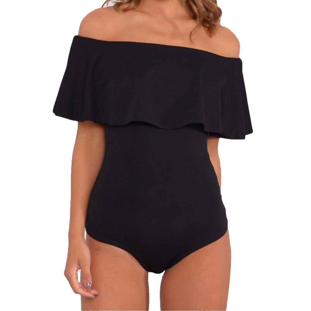 Summer Off Shoulder Backless Rompers Sexy Ruffles Women Bodysuit Crop Tops Blusa Womens Jumpsuit Bodycon Shirts Overalls W5-Dollar Bargains Online Shopping Australia