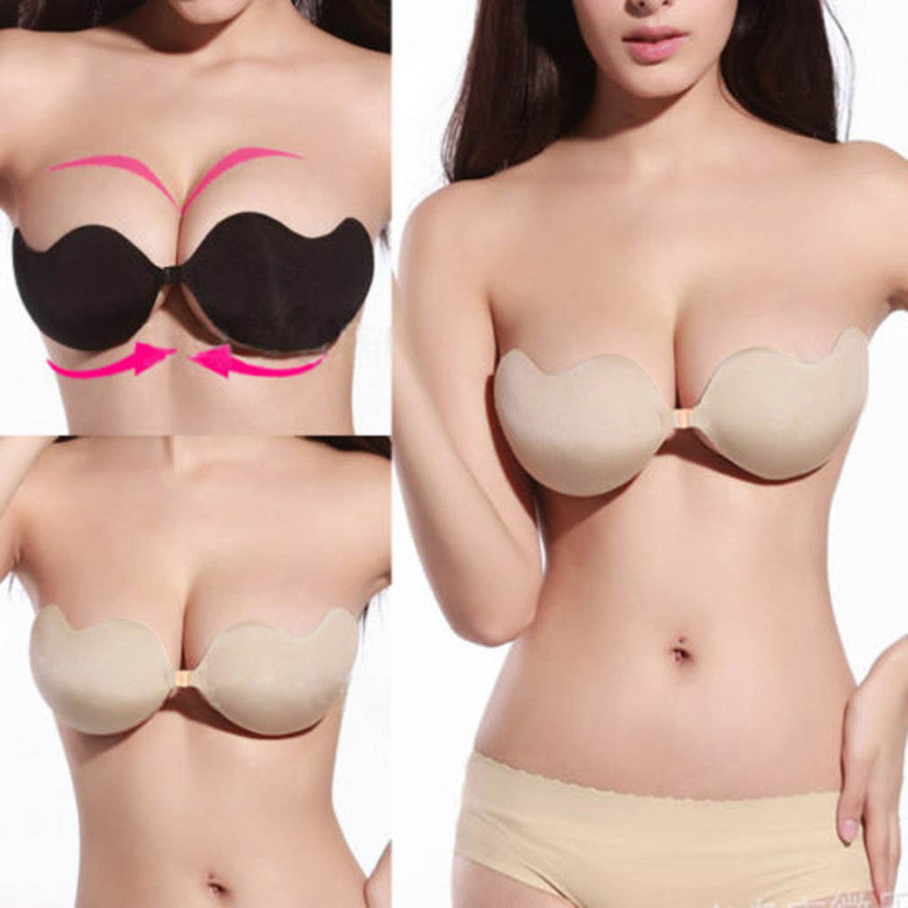 Sexy woman Push Up Self-Adhesive Silicone Bust Front Closure Strapless Invisible bra-Dollar Bargains Online Shopping Australia