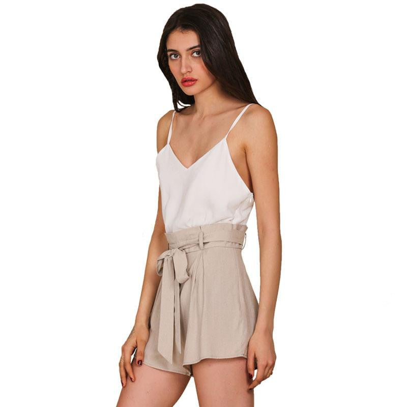 Summer white elegant jumpsuit romper Women bow one piece casual playsuit Sexy backless short overalls girls-Dollar Bargains Online Shopping Australia