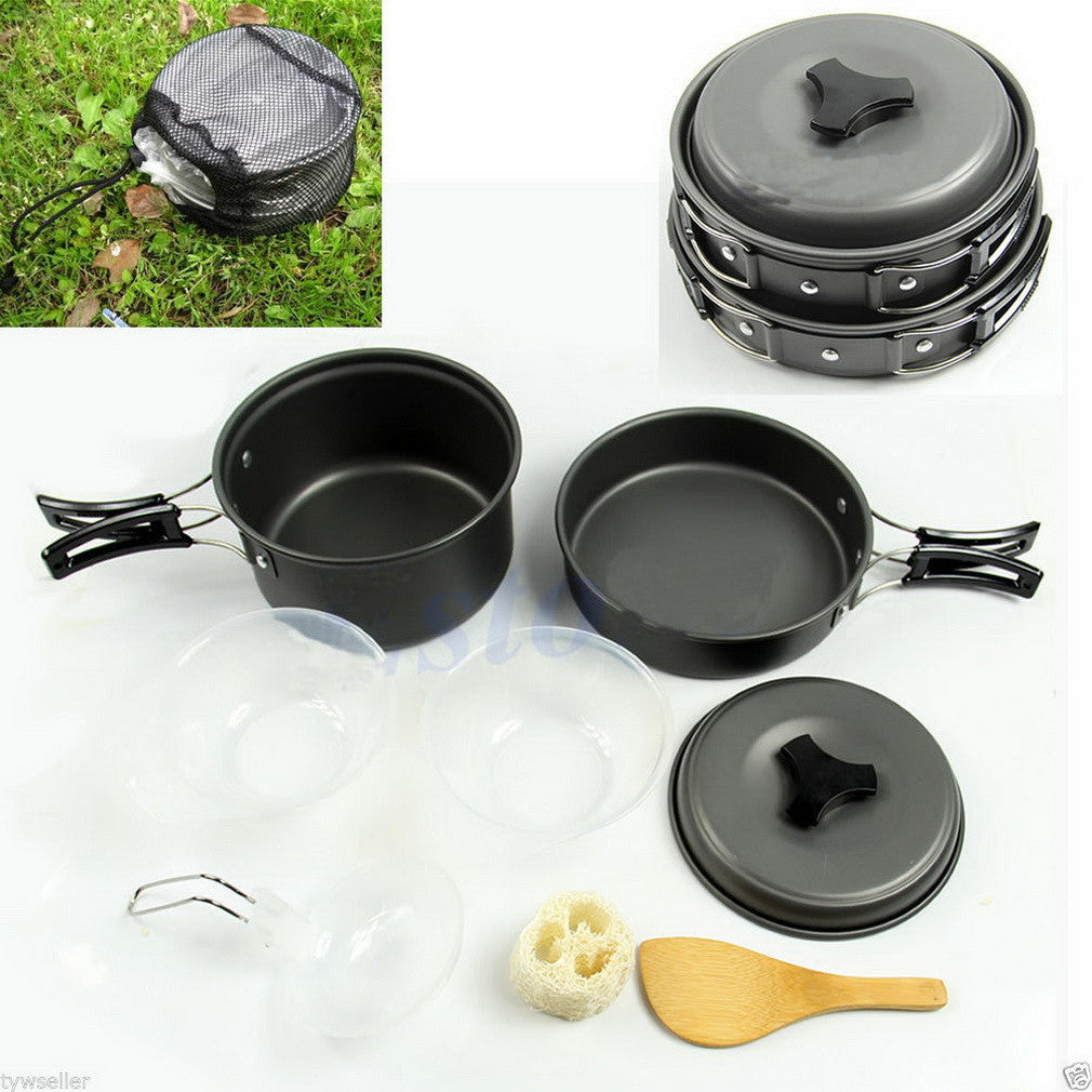 Worldwide 8pcs Backpacking Cooking Picnic Outdoor Camping Hiking Cookware Bowl Pot Pan Set camping tools-Dollar Bargains Online Shopping Australia