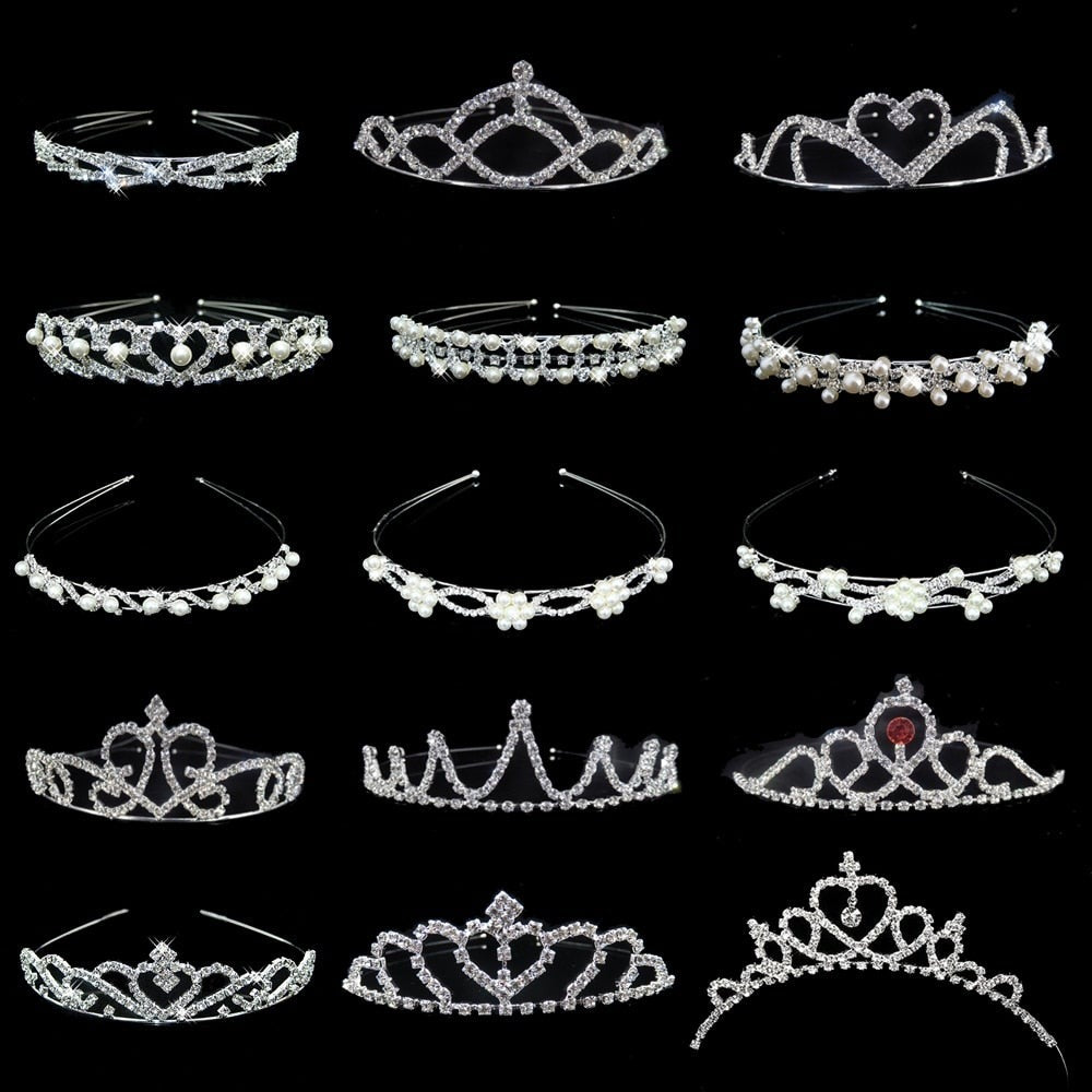 Pearl Princess Tiara Crystal Crown Kid Girls Lover Prom Gift Hair Jewelry Bridal Headband Wedding Tiaras and Crowns-Dollar Bargains Online Shopping Australia