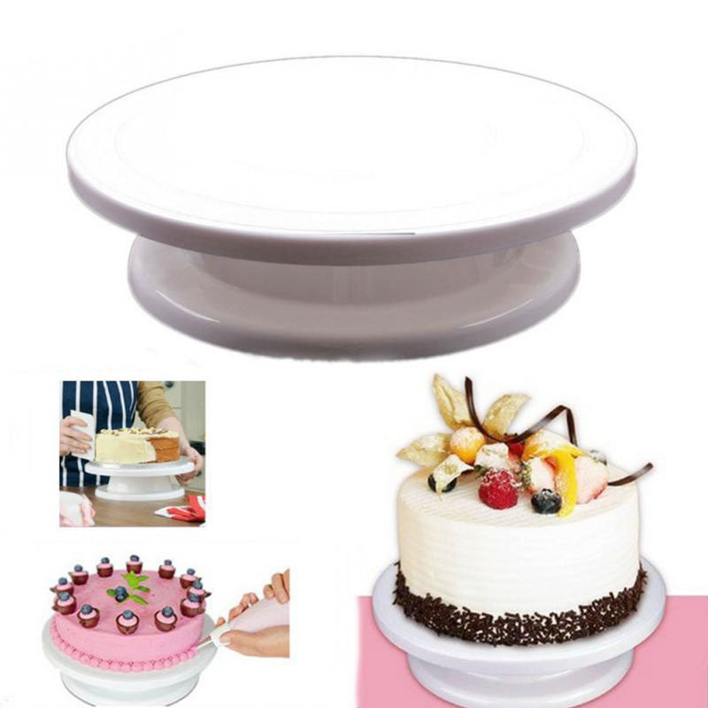28cm Kitchen Cake Decorating Icing Rotating Turntable Cake Stand White Plastic Fondant Baking Tool DIY-Dollar Bargains Online Shopping Australia